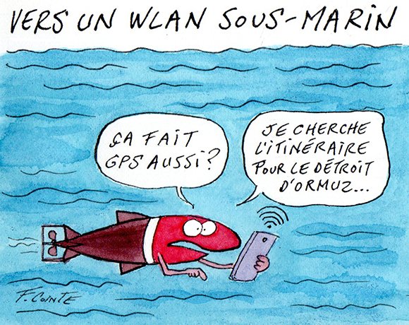 Dessin: La startup Hydromea a mis au point un système optique pour communiquer sans fil sous l’eau. 
